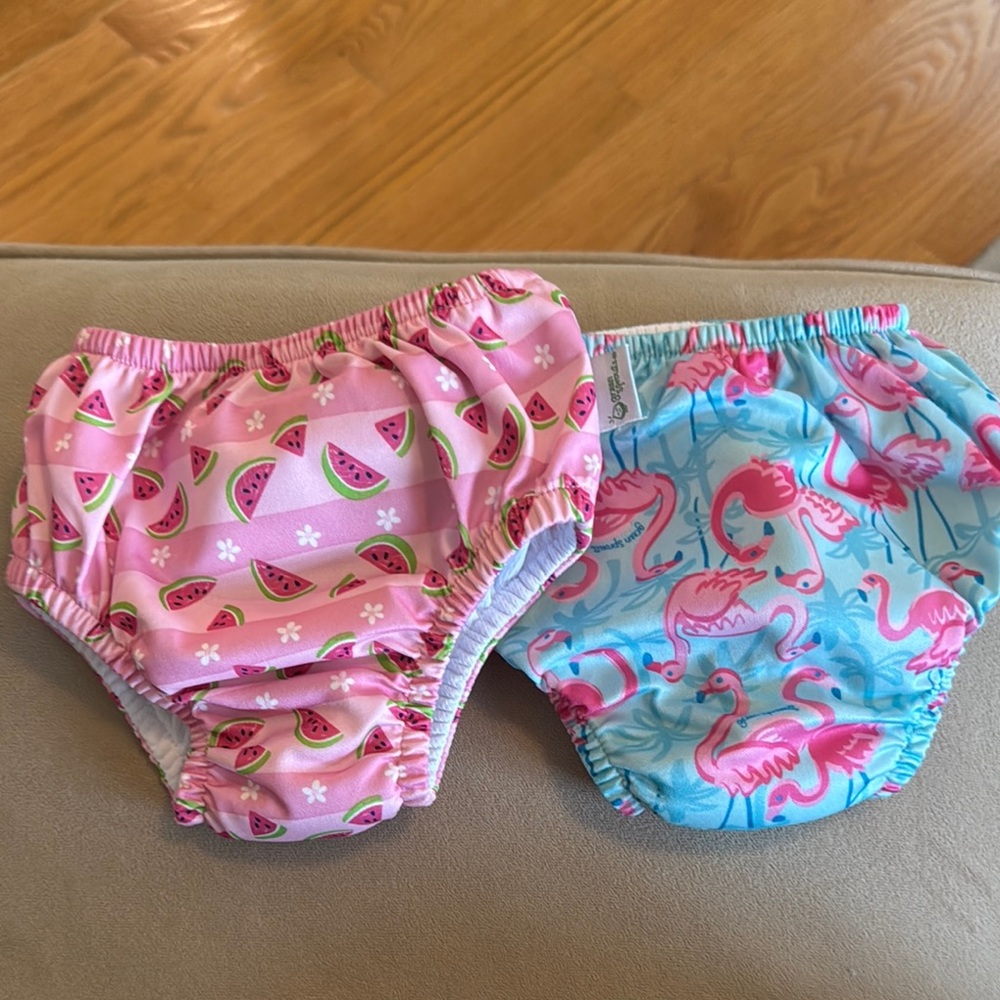 Kids Flamingo and Watermelon Print Swim Diapers